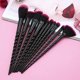 thumbnail image 3 of Spiral Design Plastic Handle Beauty Makeup Brushes Cosmetic Foundation Powder Blush Make Up Brush Toolblack, Red10 Pcs, 3 of 5