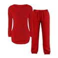 thumbnail image 7 of Fesfesfes Childrens 2 Piece Homewear Set Long Sleeve Top and Pants Soft Fuzzy Fleece Outfit Cozy Matching for Boys Girls Kids Casual Wear Fall Winter(Red,5-6 Years), 7 of 7