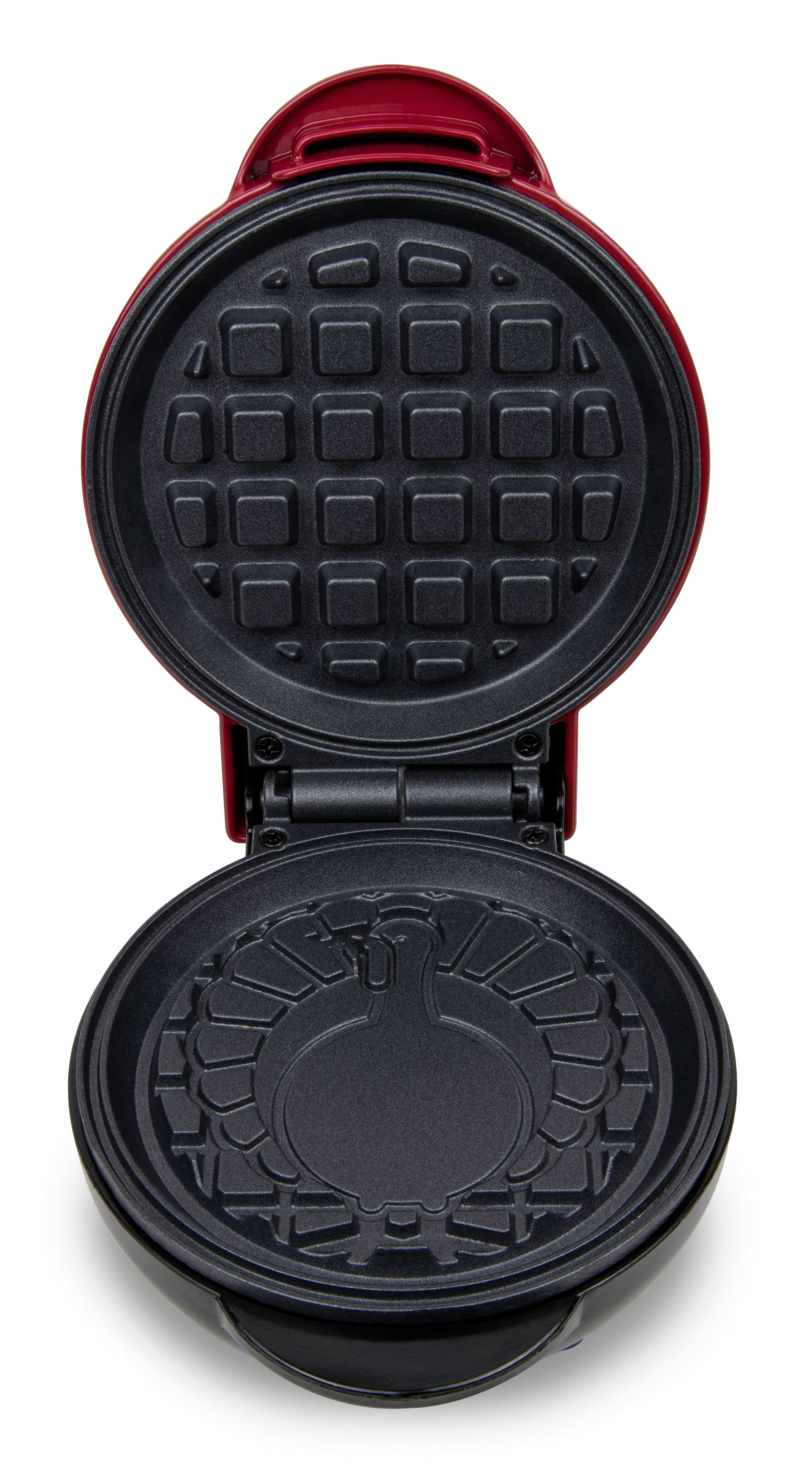 Nostalgia MyMini Turkey Shaped Mini Waffle Maker with Cool-Touch Handles, 550W, Maroon