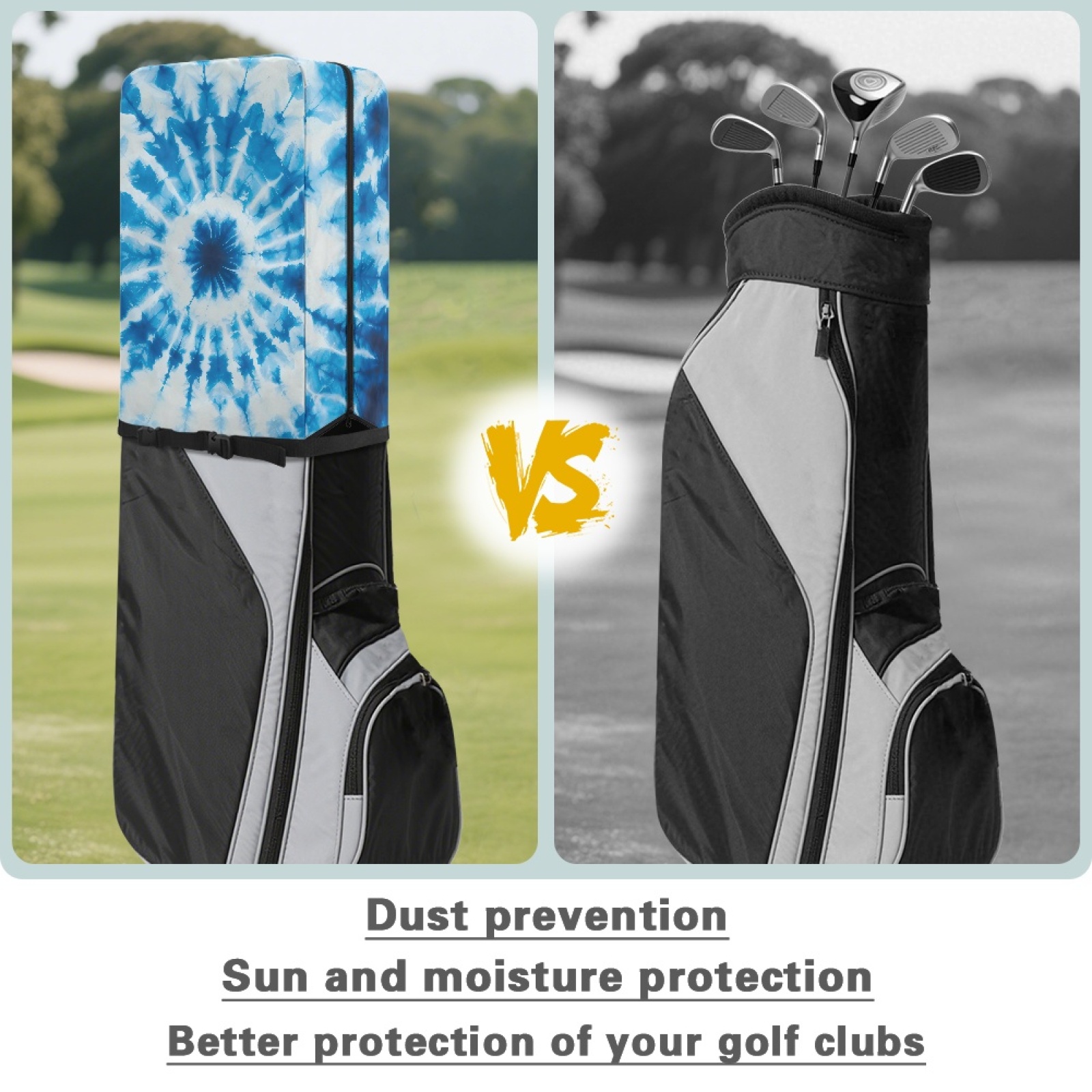 Yuyamidu Blue Whilpool Tie Dye Golf Bag Dust Cover for Men Women Fashion Golf Bag Top Cover for Stand Cart Bags Easy to Carry Protect Your Clubs