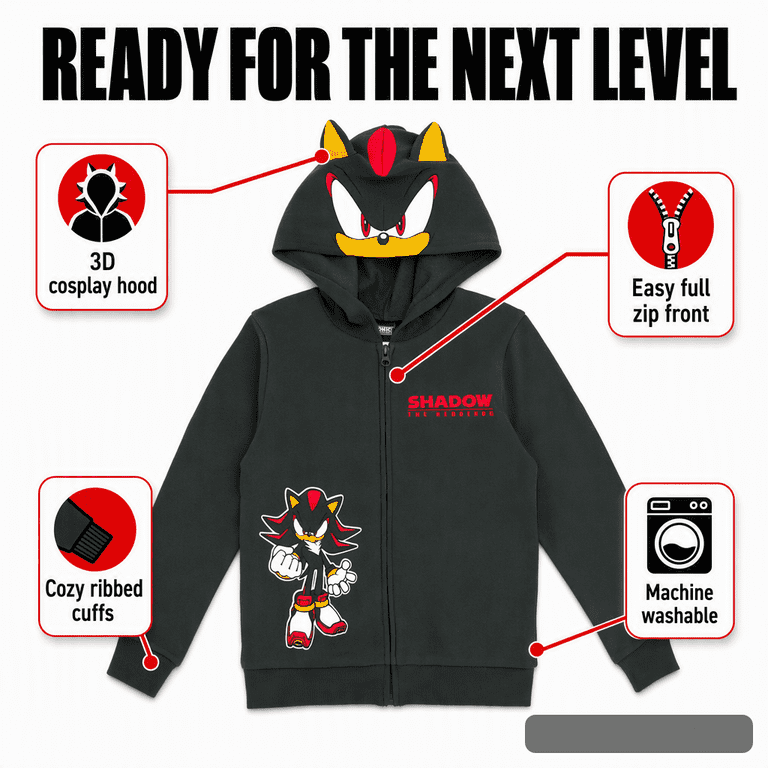 SEGA Sonic the Hedgehog Cosplay Fleece Zip-Up Hoodie photo 5