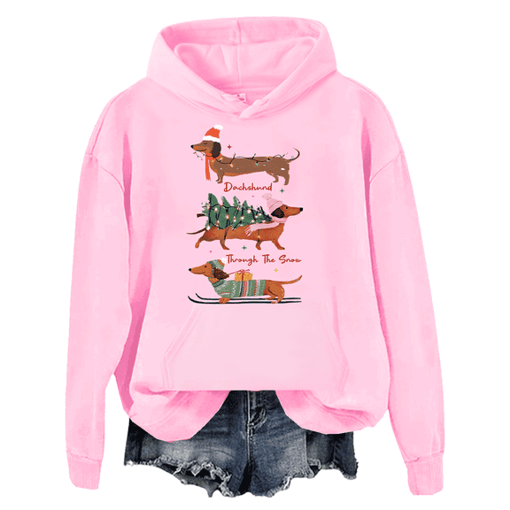 Dachshund Through The Snow Hoodie Dachshund Christmas Sweatshirt Unisex