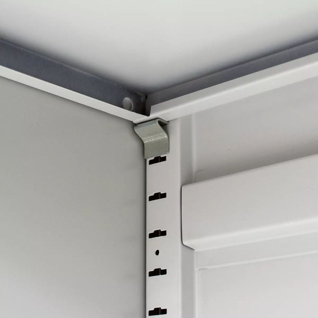 Steel Storage Cabinet Lockable and Adjustable with 2 Adjustable Shelves -Office Cabinet with 2 Doors- Gray