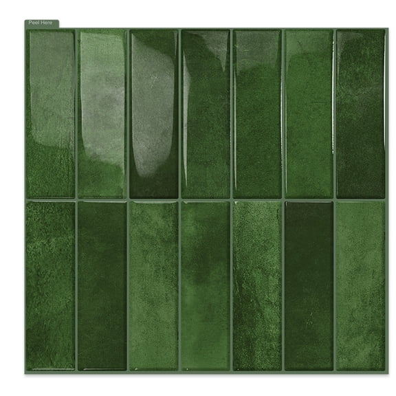 DEWOO 10 Sheet Peel and Stick Backsplash Tile,3D Self Adhesive Wall Tiles Stick on Backsplash for Kitchen,Bathroom,Camper (12"×12",Green)