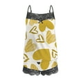 thumbnail image 5 of 2 PC Pajamas for Women Womens Sexy Valentine's Day Printing Lace Sling Sleeveless Tank Tops Splicing Shorts Casual Set Yellow qILAKOG Size S, 5 of 5