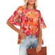 thumbnail image 1 of Blusa de manga corta con cuello redondo, blusa de manga corta, blusa informal redonda de manga corta para mujer, blusa de manga corta de alta capacidad, 1 of 7