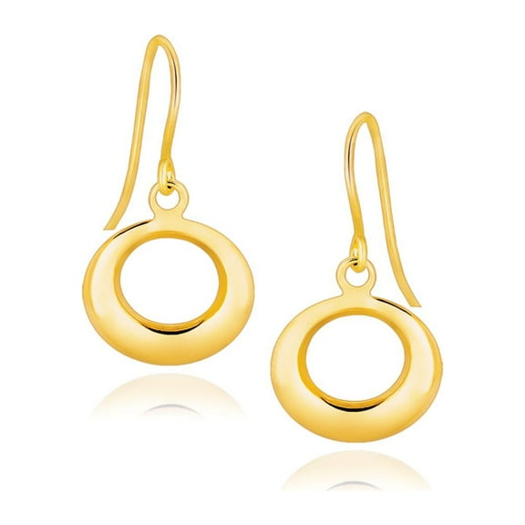 14k Yellow Gold Open Circle Dangle Earrings