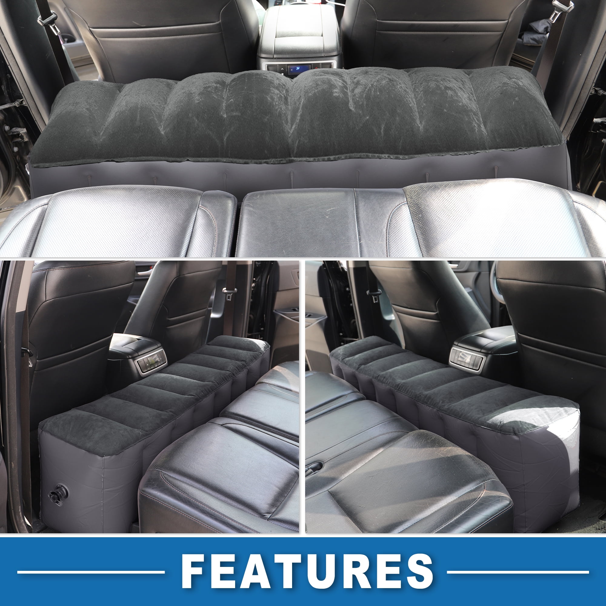 Unique Bargains Car Mattress Sleeping Mat Comfortable Rear Seat Air Bed Pad for Napping Travel Gray