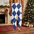 thumbnail image 7 of Men's Christmas Sleep Pants Plaid Jogger Drawstring Xmas Loungewear Elastic High Waist Soft Loose Sleep Pants, 3XL, 7 of 7