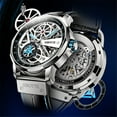 thumbnail image 3 of SIBOTTE Skeleton Japanese Automatic Self-Winding Movement 7570 Retro Men Mechanical Business Wrist Watch Steel Genuine Leather Sapphire Crystal Waterproof Clock Luminous, 3 of 8