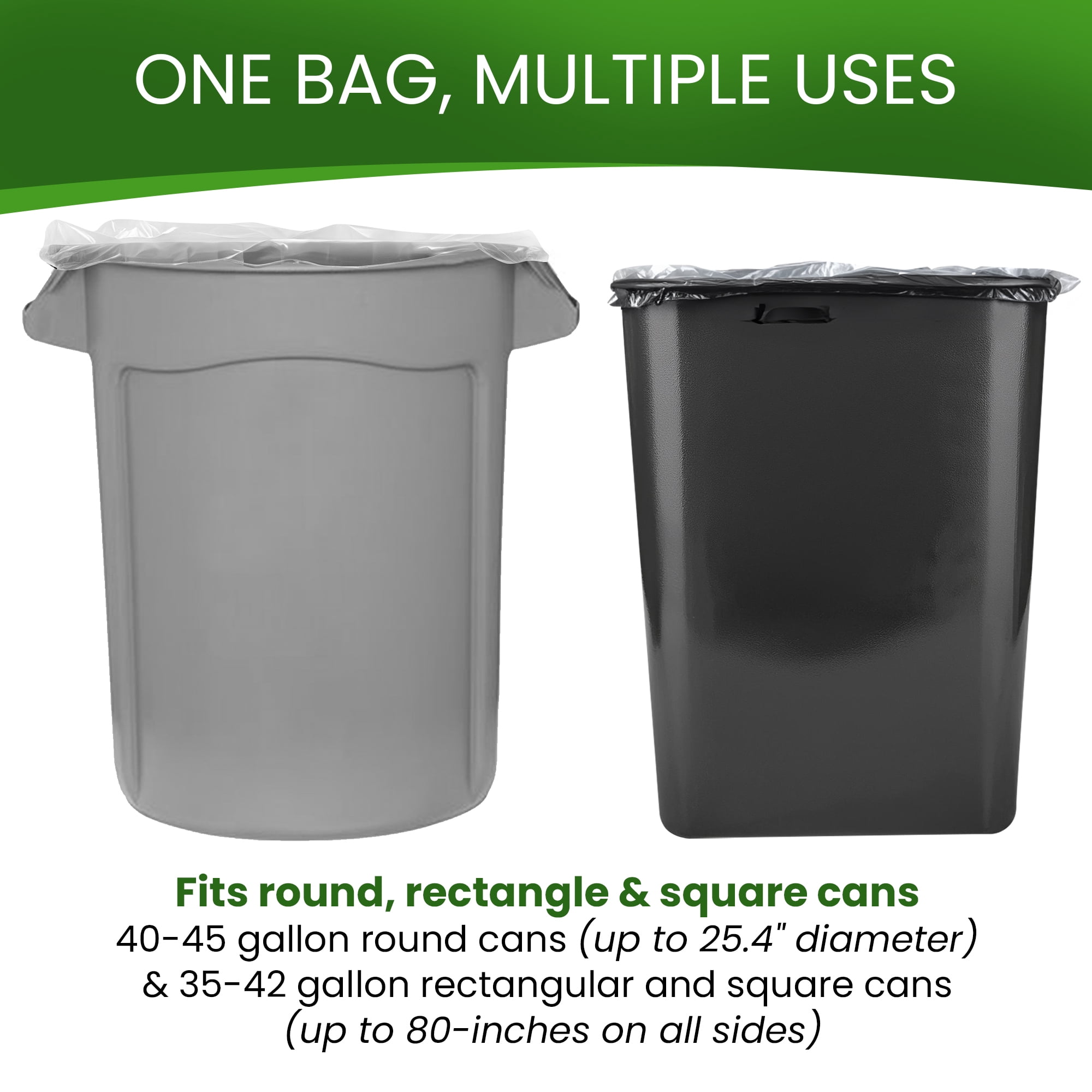 Betta 40-45 Gallon Clear High-Density Trash Bags, 250 Count Box, (40x48-inch) Commercial Medium-Duty Garbage Can Liners