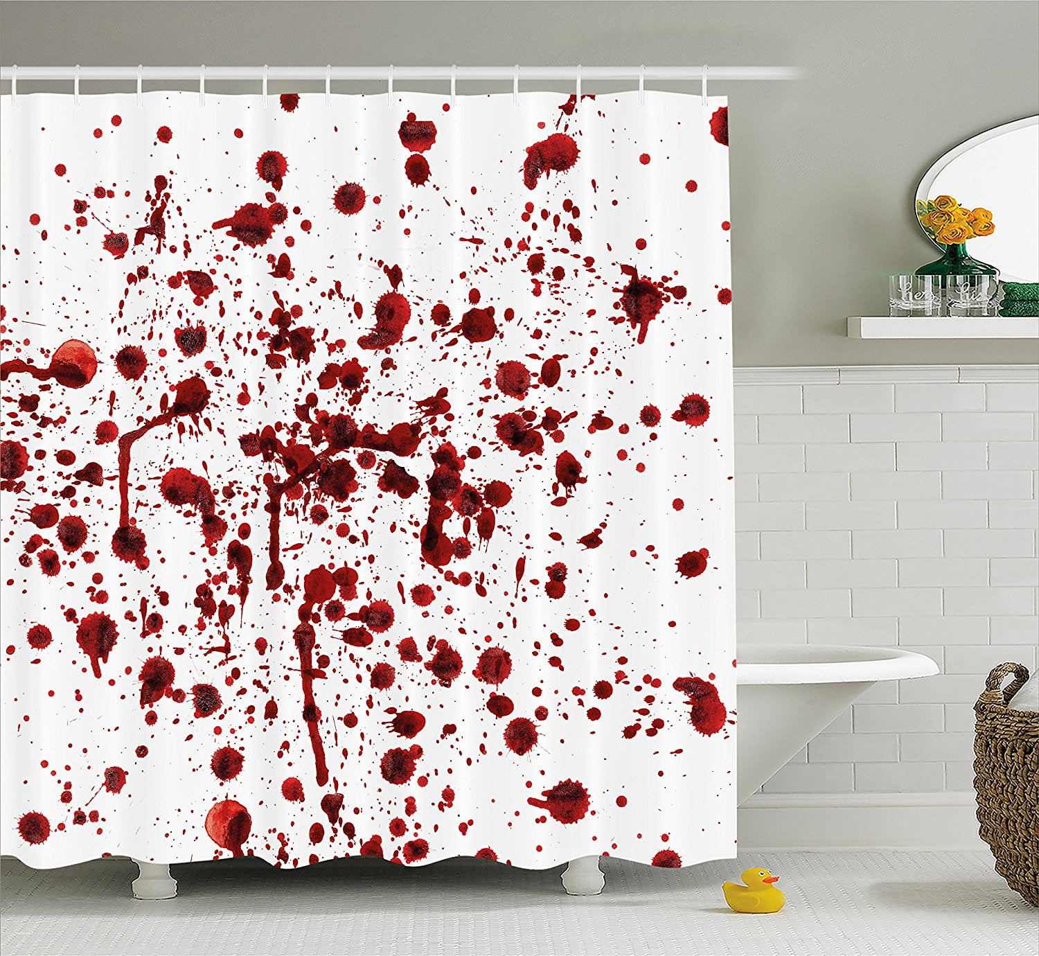 Halloween Bloody Wall Horror Hands Fabric Shower Curtain Set Bathroom Decor 