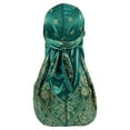thumbnail image 2 of Tao Tao Assorted Paisley Bandana Doo rag Cap Headwraps Men's Women's Silk Durag with Long Tail and Wide Straps for 360 Waves Green Free Size, 2 of 2