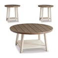 thumbnail image 1 of Bowery Hill Modern 3 Piece Coffee Table Set in White and Oak, 1 of 5