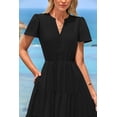 thumbnail image 4 of Vestido PRETTYGARDEN para mujer, midi, manga corta, cuello en V, 4 of 9