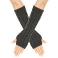 thumbnail image 2 of Bibifish Womens Arm Warmers Winter Warm Knitted Gloves With Cable Knit Pattern Solid Color Soft Comfy Daily Wear Outdoor Activities Gloves, 2 of 4