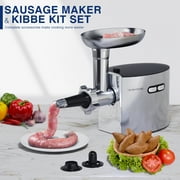 CHEFFANO Meat Grinder, 2600W Max, 304Stainless Steel Meat Grinder Electric, ETL Approved Heavy Duty Meat Mincer Machine with 2 Blades, 3 Plates, Sausage Stuffer Tube & Kubbe Kit for Home Kitchen Use