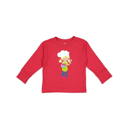 

Inktastic Baking Girl Girl With Blonde Hair And Ponytails Gift Toddler Toddler Girl Long Sleeve T-Shirt
