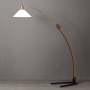 Melmar Arc Floor Lamp - Weathered Brass and Walnut Dimmer Switch V-base