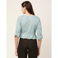 thumbnail image 2 of Moomaya Women Short Top Sweetheart Neck Elbow Sleeves Crop Top, 2 of 8