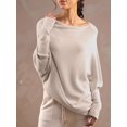 thumbnail image 2 of Women'S Fall Sweaters 2025 Casual Long Batwing Sleeve Loose Off Shoulder Knit Pullovers Jumper Tops Light Brown One size, 2 of 5