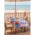thumbnail image 2 of Outdoor Tablecloth with Umbrella Hole for Patio/Picnic/Party/Camping, 4th of July Waterproof Table Cloth Rectangle Table Cover Washable, Independence Day Floral Checkered Stars (60"x 120"), 2 of 9