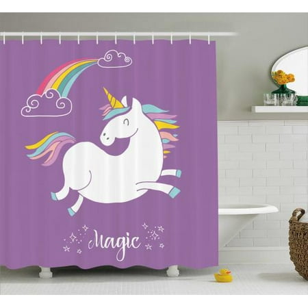 Unicorn Home And Kids Decor Shower Curtain Mythical Animal With Unicorn Home And Kids Decor Shower Curtain Mythical Animal With Clouds Rainbow Figure Fairy