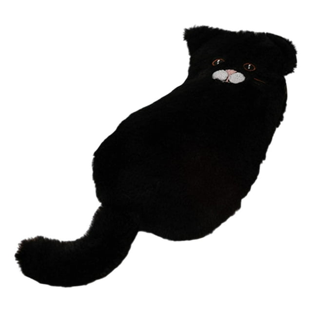 Estuche para lápices, bolsa de almacenamiento, gato de dibujos animados, multiusos, material escolar y de oficina, cosméticos. Negro