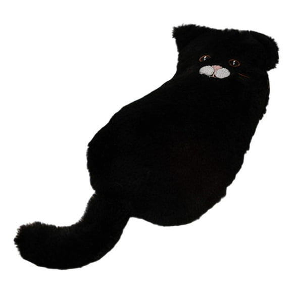 Estuche de peluche para lápices, organizador de papelería, adorable regalo de gatito, material escolar y de oficina Negro