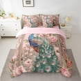 thumbnail image 2 of Castle Fairy Teens Vintage Flowers Animal Peacock Twin Bedding Sets 7-Piece,Chic Floral Pink Peony Bedding Comforter Set Microfiber,Retro Exotic Luxury Aesthetic Breathable Sheet Sets, 2 of 8