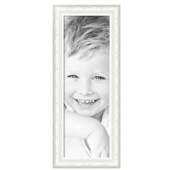 ArtToFrames 12" x 36" Majestic White Picture Frame, 12x36 inch Silver Wood Poster Frame (WOM-5198), Pack
