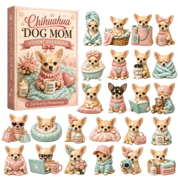 2026 Cozy Chihuahua Advent Calendar, 24-Day Christmas Countdown with 24 2D Acrylic Chihuahua Ornaments, Xmas Tree Home Decor and Holiday Gift for Chihuahua Lovers