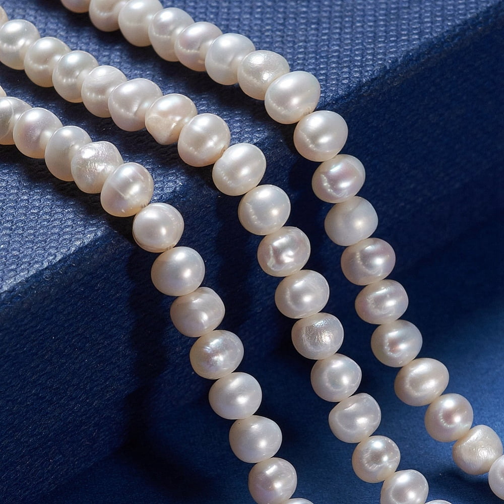 6strands Natural Cultured Freshwater Pearl Beads Strands Rondelle White 4~5x4mm Hole: 0.5mm about 51pcs/strand 7.68 inch(19.5cm)