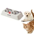 thumbnail image 2 of Stainless Steel Double Bowl Cat Food Dish Pet Bowl Durable Easy Clean Ideal For Meals Water For Kitty Dining Cat Playpen Bowls Slobber Stopper Water Bowl Dog Large Breed Slow Feed Dog Bowl Large Dog, 2 of 3