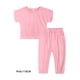 thumbnail image 4 of Guardurnaity Verano niñas camiseta pantalones conjunto estilo Casual diseño Simple banquete senderismo Tops cintura elástica pantalones Kit ropa conjuntos de ropa Rosa 110cm, 4 of 6