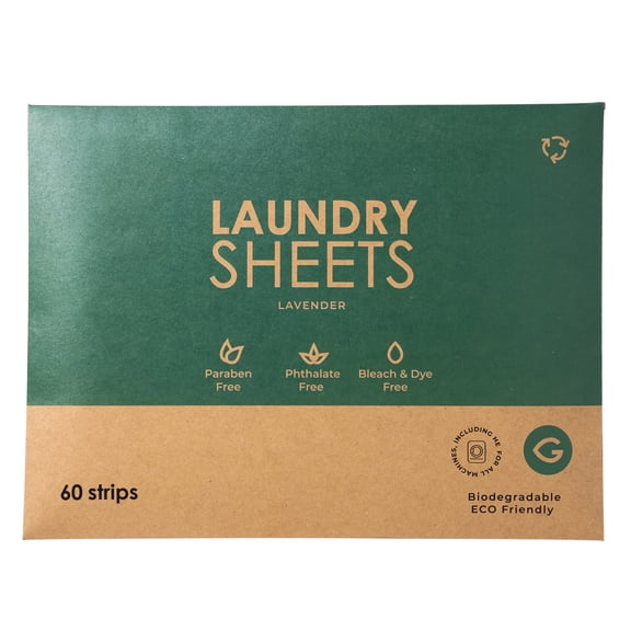 Greenargen Eco Laundry Detergent Sheets, Plastic-Free, 60 Strips, Lavender