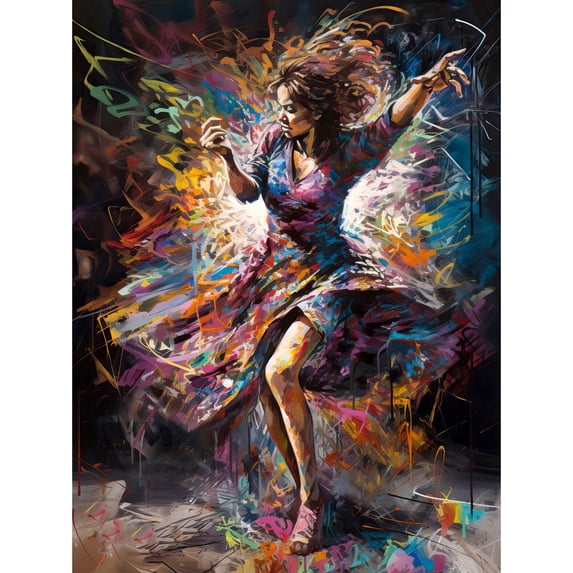 Woman Dancing to Dynamic Music Rhythm Unframed Wall Art Print Poster Home Decor Premium