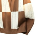 thumbnail image 4 of Men's Color Block Sweater Crewneck Long Sleeve Ribbed Knitted Pullover Tops Coffee L, 4 of 8