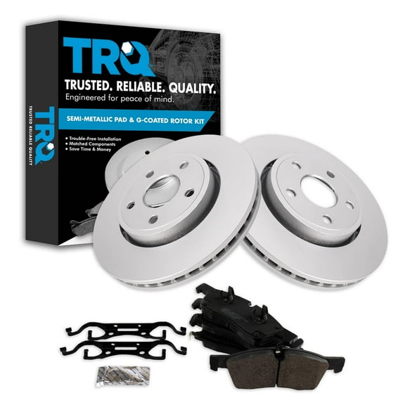 TRQ Front Brake Pad & Rotor Kit Brake Pads Brake Rotor Semi-Metallic Premium G-Coated Fits Select 2011-2016 Dodge Durango Jeep Grand Cherokee