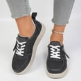 thumbnail image 2 of Rokment Women's Platform Chunky Low Top Fashion Sneakers Vintage Casual Leather Patchwork Zip up Height Increasing Non Slip Tennis Work Shoes Black Size 6, 2 of 7