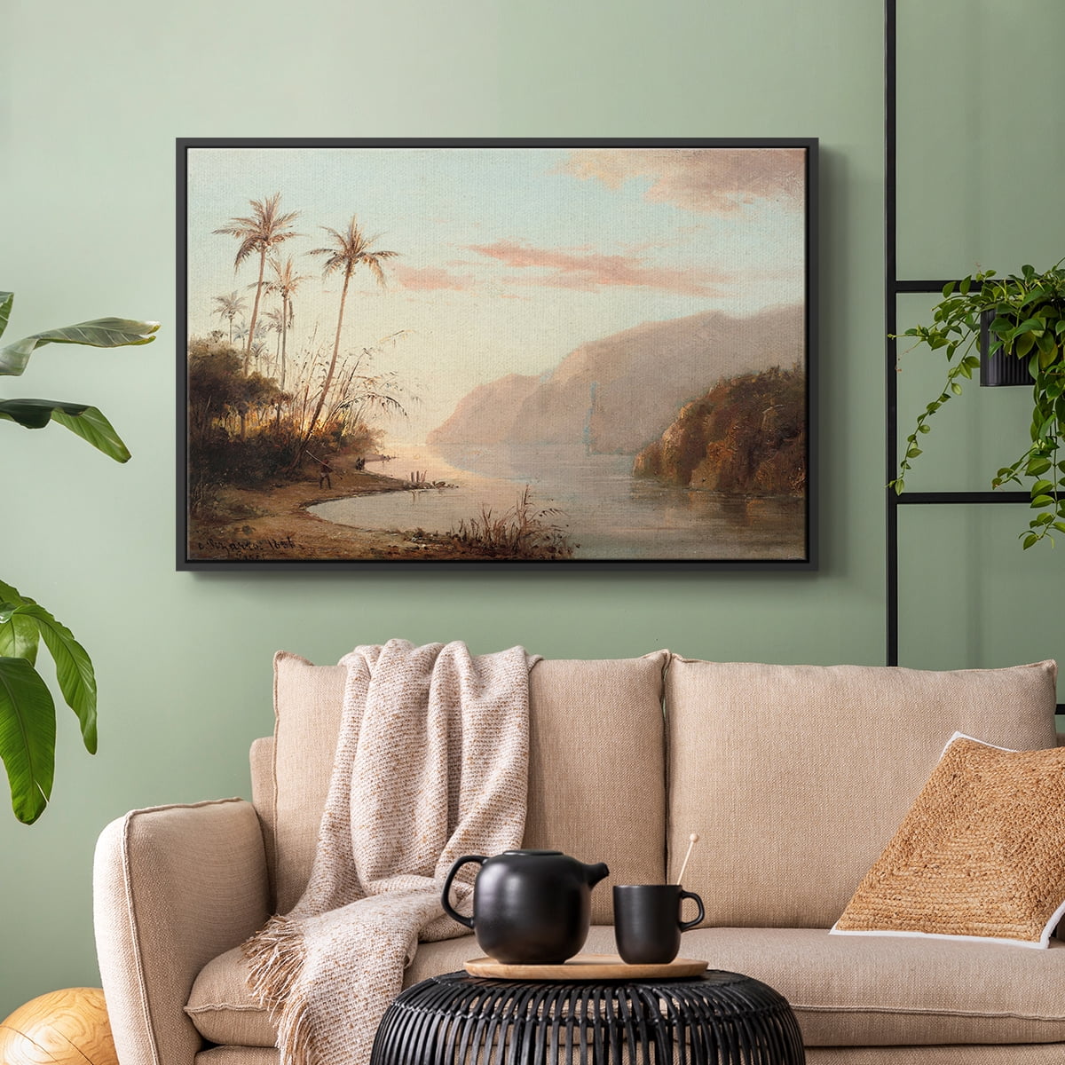Vintage Landscape-XXXVI By Wexford Home Framed in Black Wood Gallery Wrapped Canvas 25 in. x 37 in.