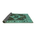 thumbnail image 2 of Ahgly Company Indoor Round Oriental Turquoise Blue Industrial Area Rugs, 8' Round, 2 of 4