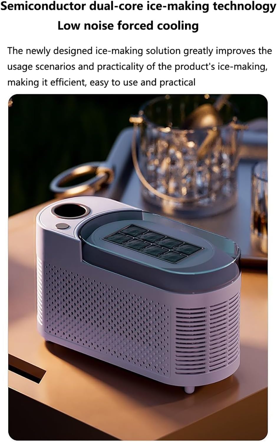 Mini Ice Maker Countertop, Portable Compact Ice Machine, 8 Ice Cubes in 10 Mins, Small Nugget Ice Maker with Car Adapter, Quiet Bullet Ice Maker, for Home, Kitchen, Office, Camping