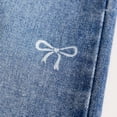 thumbnail image 6 of Ultrave Girls Wide Leg Jeans Bow Print Elastic Waist Baggy Denim Pants Cute Casual Trousers 2-10Y, 6 of 7
