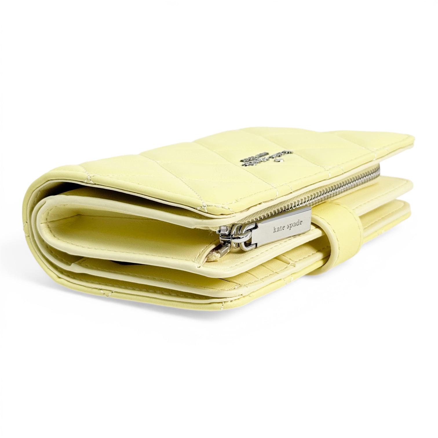Kate Spade New York Women's Medium Bifold Quilted Leather Wallet (Lemon Fondant)