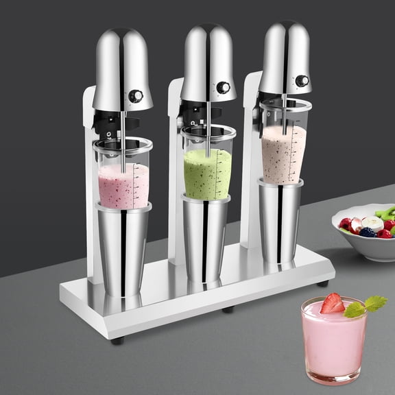 3 Heads Milkshake Mixer, 110V 18000RMP Electric Milkshake Maker Machine Commercial Milk Shaker Machine with 3 x 800ml Cup, Milk Frother Mixer for Milk Drink Tea Juice (3-Head)