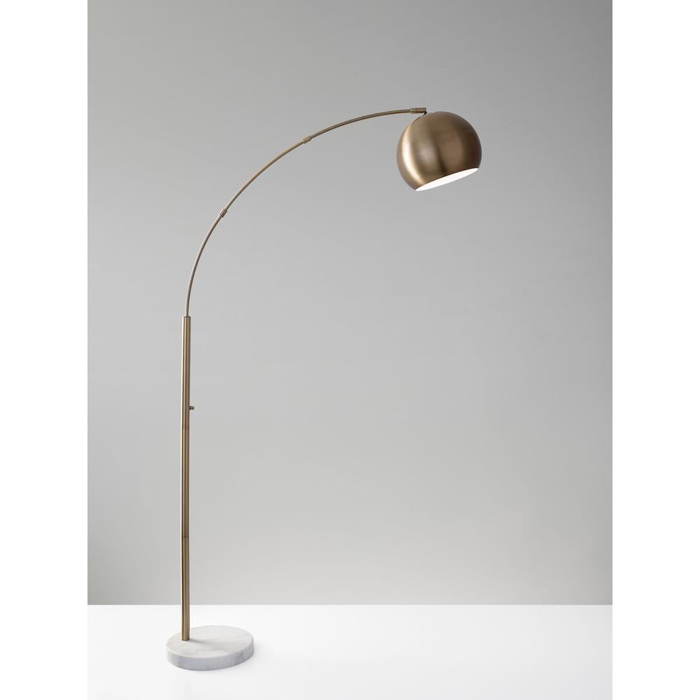 Adesso Astoria 78" Smart Outlet Compatible Dimmable Metal & White Marble Arc Floor Lamp