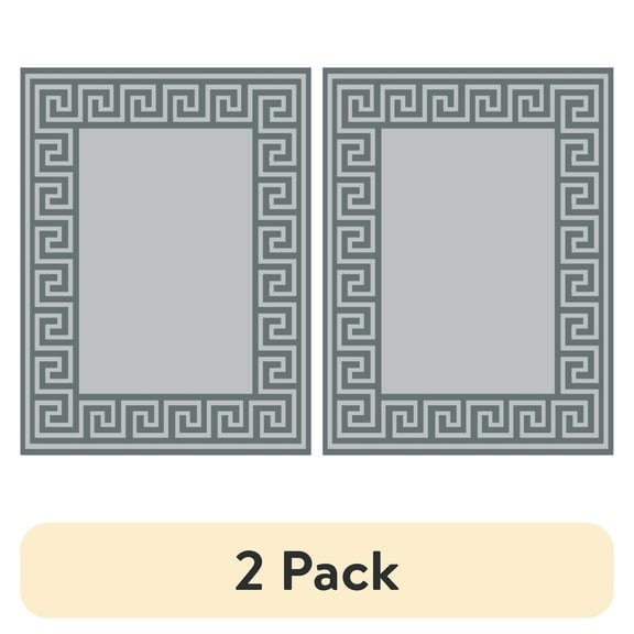 (2 pack) Auto Drive 9' x 12' Reversible Grey Greek Key RV Outdoor Patio Mat, Perfect for RV Patios and Garden Patios, Polypropylene