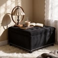 thumbnail image 4 of S-HOME Classic Tufted Design Storage Ottoman With Nailhead Trim 30 Inch Square Upholstered Footstool For Living Room Or Bedroom Decor, Black, 4 of 10