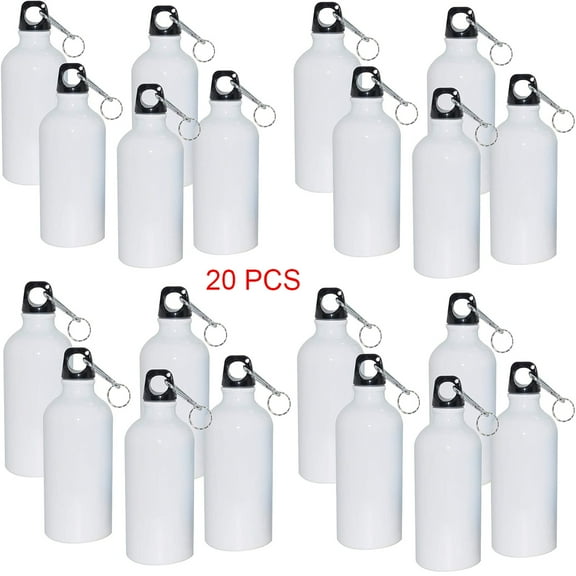 Techtongda 20 pcs 500ml Blank Aluminium Water Bottle Heat Transfer Sports Bottle White